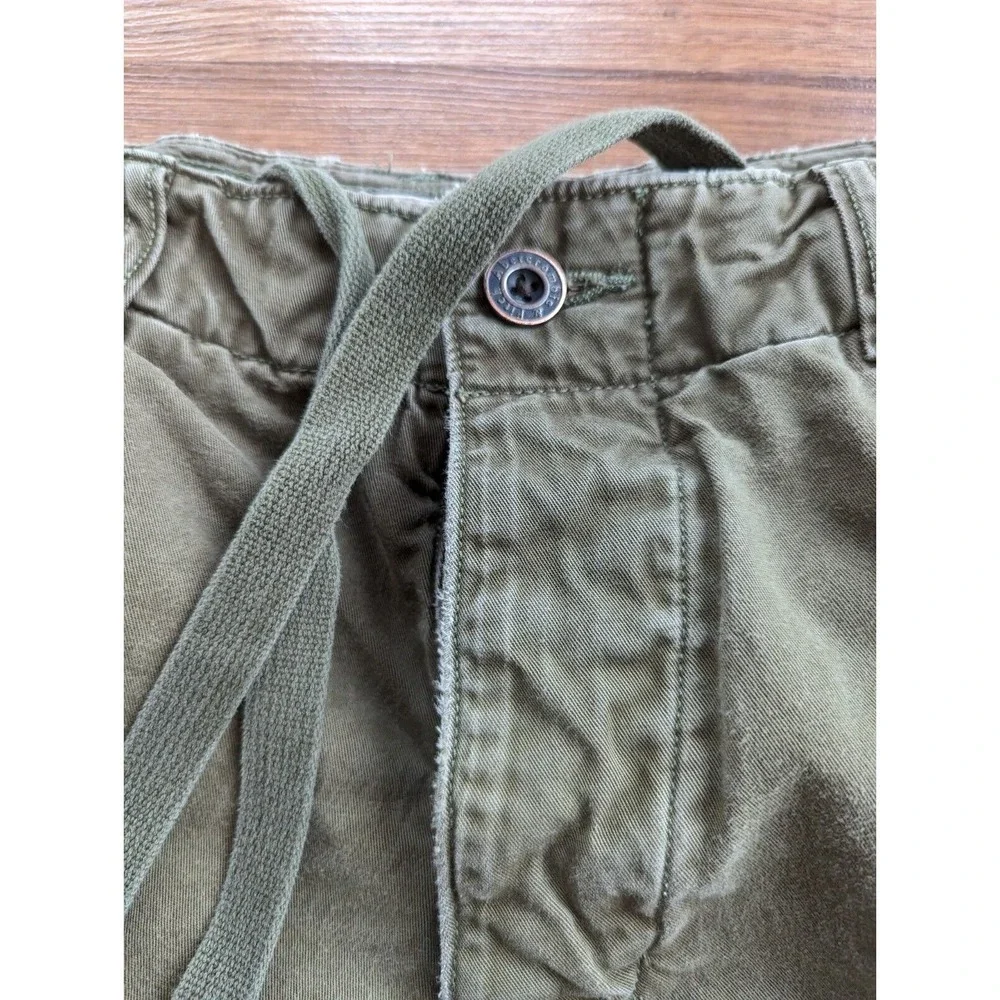 Abercrombie Fitch Shorts Mens 32 Army Y2K Button Drawstring Paratrooper Heavy A4 - Picture 4 of 9